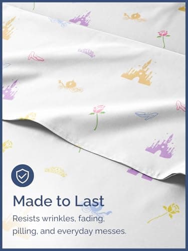 Kids Full Size Princess Bed Sheets - 4 Piece Kids Princess Sheet Set - Castle Themed Bedding - Ultra-Soft, Cute & Cozy - Breathable & Machine Washable - Rose Bed Set for Boys, Girls, Teens & Toddlers - Image 4