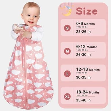 GUNTAIL Baby Sleep Sack 6-12 Months Baby Wearable Blanket 100% Rayon Cotton 2-Way Zipper Toddler Sleeping Sack，Comfy Soft Lightweight TOG 0.3（Cloud） - Image 6