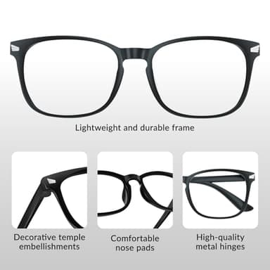 WINTOO Blue Light Glasses for Woman Men | 99% Blue Light Blocking Glasses for Computer Gaming TV Phone Screen Square Frame | Anti Eyestrain & UV Glare Protection - 2 Pair - Image 6