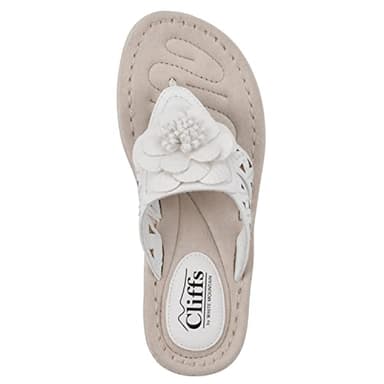 CLIFFS BY WHITE MOUNTAIN Cynthia Women's Thong Sandal, White/Smooth, 8 M - Image 6