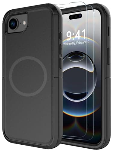 Diverbox for iPhone 16e Case [Compatible with MagSafe] [Shockproof] [Dropproof] [with Screen Protector ] Heavy Duty Protection Phone Case Cover for Apple iPhone 16e 2025 6.1 inch (Black) - Image 1