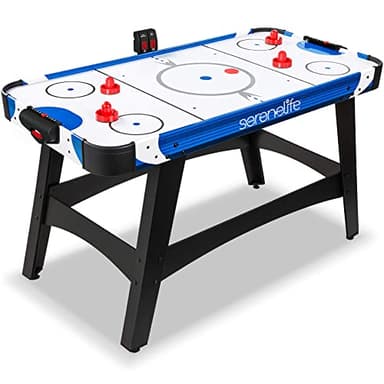 SereneLife 58in Powered Air Hockey Table Upgraded 700mA 12v 2x Powerful Motor, Inline Power Switch, Battery Free Digital LED Score Board, Full-Size Arcade Style for Home Game Room 2 Pucks 2 Pushers - Image 1