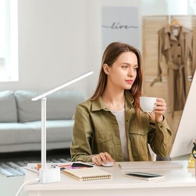 Honeywell Upgraded LED Desk Lamp - H01 Pro Sunturalux™ Foldable Desk Light with USB A+C Charging Port, 3 Color Modes Dimmable Table Lamp for Home Office Reading(White) - Image 8
