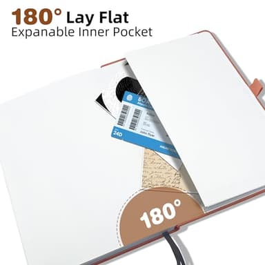 LEAGIM Blank Journal Notebook, A5, 192 Pages 100 GSM Thick Sketch Book for Women Men, Hardcover Leather Unlined Journaling for Work, Notebooks for Writing, 5.8 inches x 8.5 inches (Brown) - Image 5