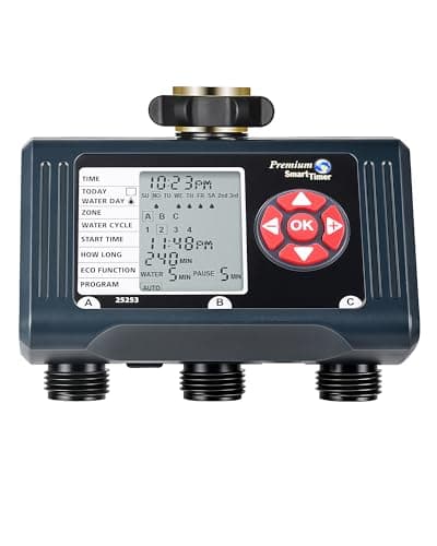 DEWENWILS Sprinkler Timer 3 Zone, Water Timer with 4 Programmable Procedures, Hose Faucet Watering with Automatic/Rain Delay/Manual Mode, Outdoor Irrigation Controller for Lawn, Garden - Image 1