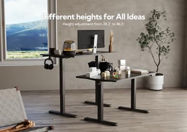 Claiks Electric Standing Desk, Adjustable Height Stand up Desk, 40x24 Inches Sit Stand Home Office Desk with Splice Board, Black Frame/Black Top - Image 7