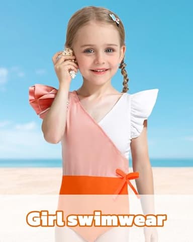 Mioglrie Girls Swimsuit Toddler Swimsuit Girl 5T Girls Bathing Suit One Piece Bathing Suits Swimsuits Size 6 Orange Swimwear Toddler Beach Essentials - Image 3