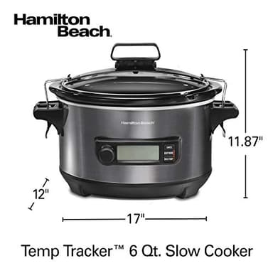 Hamilton Beach Portable 6 Quart Set & Forget Digital Programmable Slow Cooker with Lid Lock, Temperature Probe, Dishwasher Safe Crock & Lid, Black Stainless (33866) - Image 7