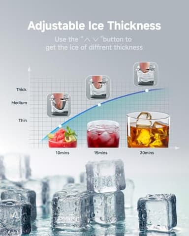 EUHOMY Commercial Ice Maker Machine,70lbs/24H,36 Ice Cubes in 8-12 Mins,Under Counter Ice Maker with Water Filter,12lbs Storage Capacity,Freestanding Ice Machine for Home/Bar/Cafe/Restaurant - Image 3