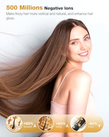 VivaEase Hair Dryer, 160000 RPM Professional High Speed Ionic Blow Dryer for Fast Drying, 5 Temps Quiet Hair Dryer with HD Display for Women, Low Noise Blow Dryer for Home Salon-Grey - Image 3