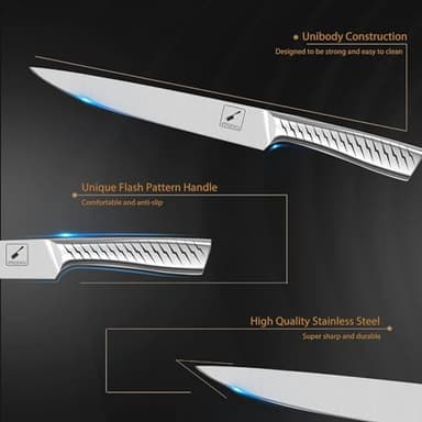 imarku Knife Set,14-Piece Knife Sets for kitchen with block,Premium One-Piece Kitchen Knife Set with Sharpener,High Carbon Stainless Steel Knives Set for Kitchen,Dishwasher Safe,Black - Image 3