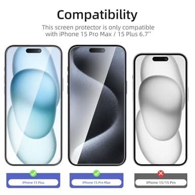 NEW'C 3 Pack Designed for iPhone 16 Plus, iPhone 15 Pro Max, iPhone 15 Plus Screen Protector (6.7 inches), Enhanced Tempered Glass Protection,Case Friendly Ultra Resistant - Image 2