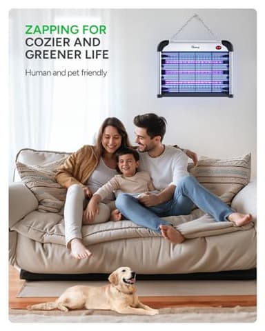 Buzbug LED Bug Zapper Indoor, 10 Years Lifespan 3 Lamps Enhance Insect Attraction, 3800V High-Voltage, Electric Mosquito Zapper, Fruit Fly Mosquito Moth Gnat Trap, Killer, Zapper -MA009 - Image 7