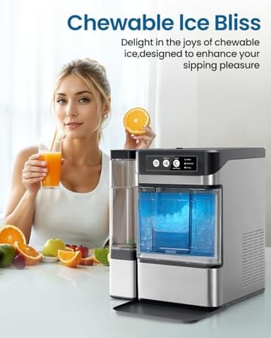 Walkmax Chewable Crunchable Countertop Nugget Ice Maker with 0.793 Gallon Tank，Large Capacity Ice Makers Countertop,41Lbs/24H, Self-Cleaning, One-Click Operation, Suitable for Party, Kitchen,Office - Image 5