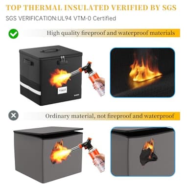 DocSafe Vinyl Record Storage Box with Lock,Fireproof＆Water Resistant Record Organizer Storage for 100+ Single Records(12-inch),Collapsible Storage Crate with Lid&Handles for Valuable Album Collection - Image 8