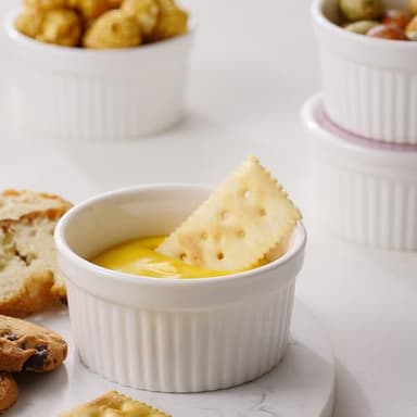 Dafuceramic Ramekins with Lids 8 oz White Creme Brulee Ramekins Ceramic Oven Safe Pudding Cups, Set of 6 Porcelain Custard for Baking Dishwasher and Microwave safe - Image 8