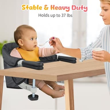Toogel Hook on High Chair: Portable & Foldable High Chair for Babies & Toddlers 6-36 Months, 37 lbs, Black - Image 4