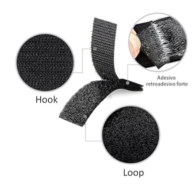 Melsan 1x4 inch Hook and Loop Strips with Adhesive - 15 Sets, Strong Back Adhesive Fasten Mounting Tape for Home or Office Use - Instead of Holes and Screws, Black - Image 2