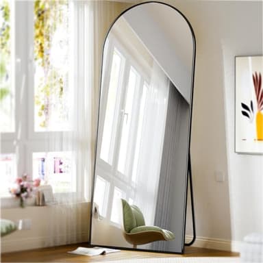BEAUTYPEAK 71"x26" Arch Full Length Mirror, Full Body Floor Mirror with Stand Hanging or Leaning, Aluminum Alloy Frame Wall Mirrors for Bedroom, Dressing Room, Black - Image 5
