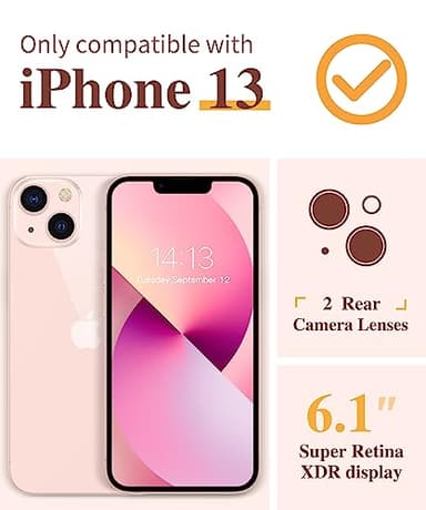 GVIEWIN Designed for iPhone 13 Case 6.1 Inch, with Tempered Glass Screen Protector + Camera Lens Protector Clear Flower Soft & Flexible Slim Shockproof Floral Women Phone Cover (Alcea/Red) - Image 2