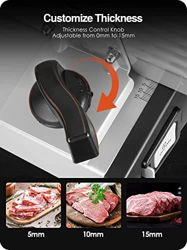 Meat Slicer 200W Electric Deli Food Slicer with 2 Removable 7.5" Stainless Steel Blade, Adjustable Thickness for Home Use, Child Lock Protection, Easy to Clean, Cuts Meat, Bread and Cheese - Image 4