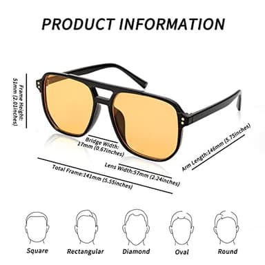 FEISEDY Retro Square Aviator Sunglasses Women Men 70s Vintage Trendy Plastic Frame Sun Glasses B2835 - Image 6