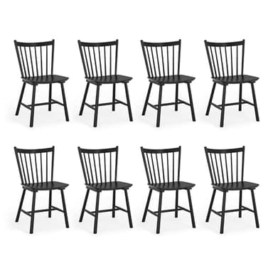 LUE BONA Upgraded Dining Chairs Set of 8, Farmhouse Wooden Spindle Back Kitchen Chairs, Windsor Dining Chairs for Kitchen and Dining Room, Black - Image 1