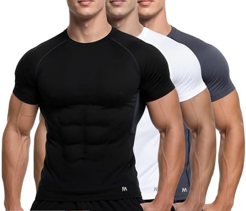 MagnaMan Men's Compression Shirts 3 - Pack: Moisture - Wicking Athletic Baselayer Tops for Men with Quick - Dry Technology, Ideal for Gym, Workout & Running - Image 1