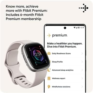 Fitbit Sense 2 Advanced Health and Fitness Smartwatch with Tools to Manage Stress and Sleep, ECG App, SpO2, 24/7 Heart Rate and GPS, Lunar White/Platinum, One Size (S & L Bands Included - Image 7