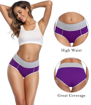 wirarpa Women's Soft Cotton Underwear Briefs Breathable 5 Pack High Waist Full Coverage Multicolor Ladies Panties Medium - Image 2