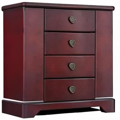 RR ROUND RICH DESIGN Jewelry Box - Made of Solid Wood with Cabinet Type 4 Drawers Organizer and 2 Doors on Sides - Dark Brown - Image 8