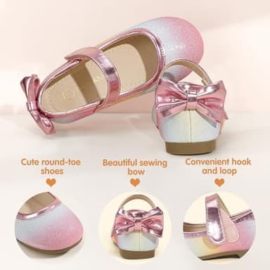 PANDANINJIA Toddler/Little Kid Girl's Angela Dress Mary Jane Ballet Flats Bow Flower Girl Wedding Party Ballerina Flat Shoes - Image 5
