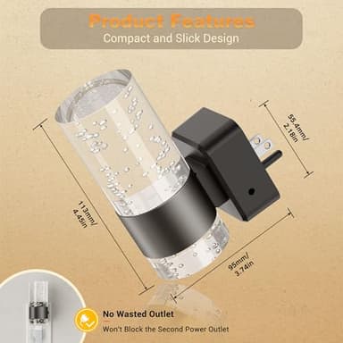 JandCase Night Light, Night Lights Plug into Wall,2 Pack 3000K LED Nightlight with 0-100LM Adjustable Brightness, Automatic Night Light Plug in with Light Sensor for Bathroom Hallway Room Decor - Image 4