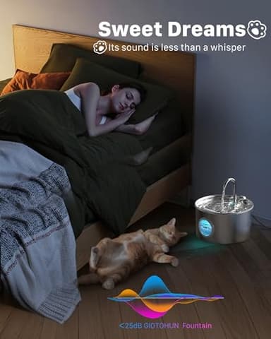 Cat Water Fountain Stainless Steel: 74oz/2.2L Cat Fountain for Drinking - Pet Water Fountain for Cats Inside - Quiet Cats Water Bowl Dispenser - Kitty Drinking Fountains - for Pets& Small Animals - Image 5