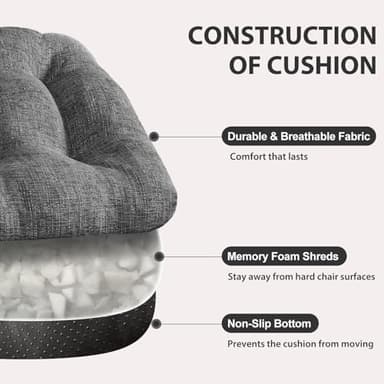SM-XLHN Quilmfoam 16.5"x15.5" Kitchen Chair Cushions Set of 4 for Dining Chair, Soft Tufted Non-Slip Memory Foam Seat Cushion with Ties for Indoor Kitchen Dining Furniture, Dark Grey - Image 4