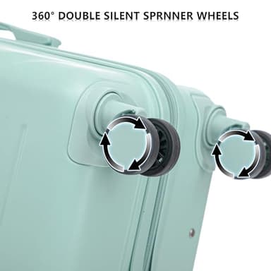 Merax Luggage Sets 3 Piece, Hardshell Suitcase with TSA Lock Double Spinner Wheels, Green, 20/24/28 Inch - Image 7