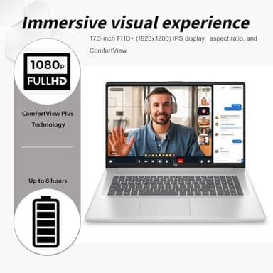 HP 17 Laptop - AMD Ryzen 5 7430U Processor, 17.3inch 250 Nits FHD IPS Display, Webcam, Wifi6, Numeric Pad, Windows 11 Pro Computer PC for Business & Students (64GB RAM, 2TB SSD) - Image 7