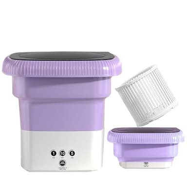 Portable Small Washing machine,13L Capacity Foldable Mini Washer,Ideal for Baby Clothes, Underwear & Small Items. Perfect for Apartments, Dorms, RVs & Travel (Purple) - Image 1