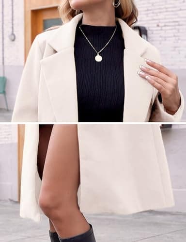 Hooever Women's Winter Wool Coat Casual Notch Lapel Single-Breasted Peacoat(beige-S01) - Image 6