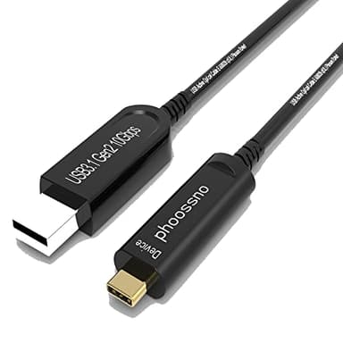 phoossno UL CMP Plenum Rated USB A to C Fiber Optical 3.2 Cable 10Gbps 65FT Compatible with Microsoft Azure Logitech Camera Aver&Vaddio&Barco ClickShare Touch Screen Kinect Intel RealSense - Image 1