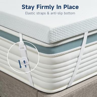3 Inch King Size Memory Foam Mattress Topper, Cooling Gel Bed Topper with Premium Removable Skin-Friendly Non-Slip Cover, High Density Ventilated Mattress Pad CertiPUR-US & Oeko-Tex Certified, White - Image 4