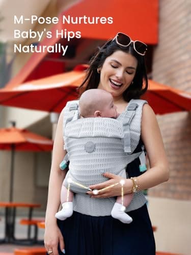 Grownsy Baby Carrier Newborn to Toddler (7-44lbs), Ergonomic & Cozy Wraps with One-Click Buckle, Mesh & Head Support for Hands-Free Comfort, Silver Gray - Image 5
