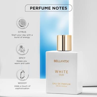 BellaVita Luxury White OUD Unisex Perfume 100Ml | Premium Arabic Men and Women Perfumes | Notes of Artemisia, Musk, Oud Vetiver and Freesias | Exquisite Unisex Arabian Perfume for Women & Men - Image 3