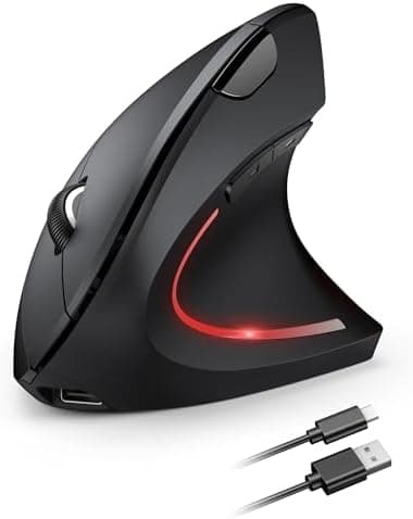 TECKNET Ergonomic Mouse Wireless, Echargeable Mouse Wireless Silent for Carpal Tunnel Right Hand, 2.4GHz USB-A Vertical Mouse for Laptop,5 Adjustable 4800 DPI, Computer,MacBook, Desktop(Not-USB-C - Image 2
