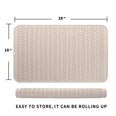 MicoYang Silicone Dish Drying Mat for Multiple Usage,Easy clean,Eco-friendly,Heat-resistant Silicone Mat for Kitchen Counter or Sink,Refrigerator or Drawer Liner Tapioca 3XL 28 inches x 18 inches - Image 2