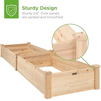Best Choice Products 8x2ft Outdoor Wooden Raised Garden Bed Planter for Vegetables, Grass, Lawn, Yard - Natural - Image 6