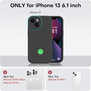 Vooii Compatible with iPhone 13 Case, Liquid Silicone Upgrade [Camera Protection] [Soft Anti-Scratch Microfiber Lining] Shockproof Phone Case for iPhone 13 6.1 inch - Black - Image 5