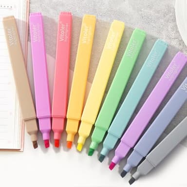 Vitoler Aesthetic Highlighters,10 Pcs Chisel Tip,Dry Fast Easy to Hold,Highlighter Set of Cute Office Desk Accessories, School Supplies - Image 3