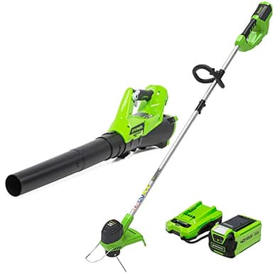 Greenworks 40V Lawn Care Combo Kit, Trimmer & Blower for Edging & Leaf Cleanup, 2.0Ah Battery & Charger (Gas-Free Yard Duo) - Image 1