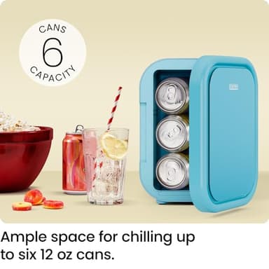 Iceman Portable Mini Fridge – Fits 6 x 12 oz Cans, Cooler and Heater Mini Fridge for Bedroom, Car, Office, Dorm and Skincare, AC/DC Car Plug-Compatible - Blue - Image 2